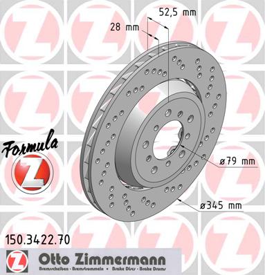 bremžu disks 150.3422.70    BMW FORMULA Z RIGHT SIDE