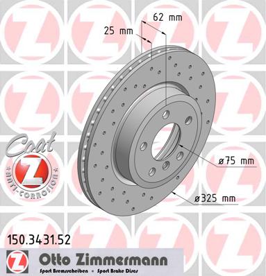 bremžu disks 150.3431.52    BMW SPORT Coat Z