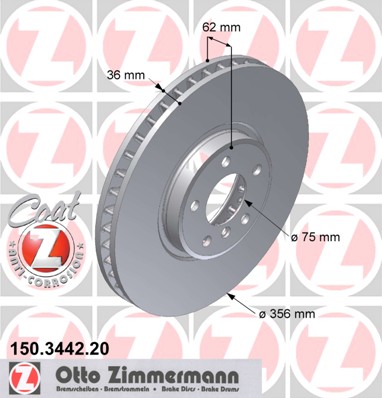 bremžu disks 150.3442.20    BMW Coat Z