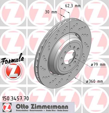 bremžu disks 150.3457.70    BMW FORMULA Z left