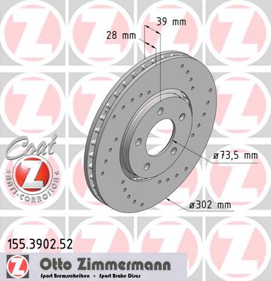 bremžu disks 155.3902.52    CHRYSLER SPORT Coat Z