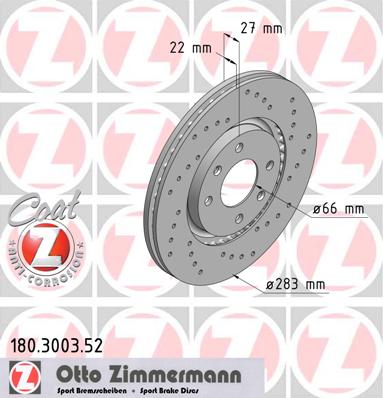 bremžu disks 180.3003.52    CITROEN SPORT Coat Z