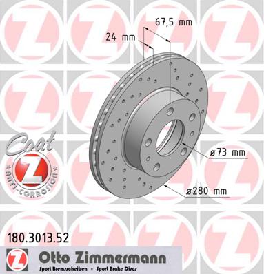 bremžu disks 180.3013.52    CITROEN/FIAT/PEUGEOT SPORT Coat Z