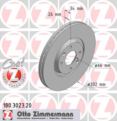 bremžu disks 180.3023.20    CITROEN/PEUGEOT Coat Z