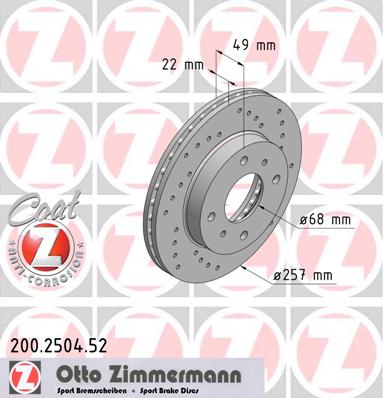 bremžu disks 200.2504.52    NISSAN SPORT Coat Z