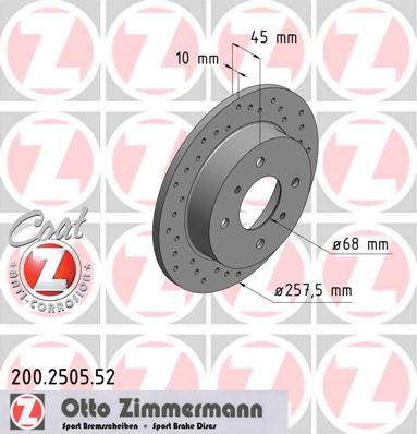 bremžu disks 200.2505.52    NISSAN SPORT Coat Z