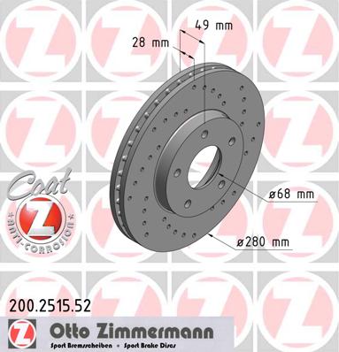 bremžu disks 200.2515.52    NISSAN SPORT Coat Z