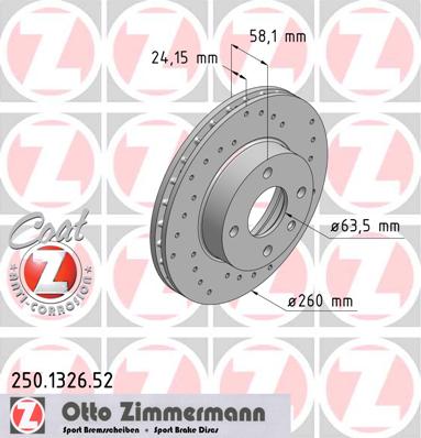 bremžu disks 250.1326.52    FORD SPORT Coat Z