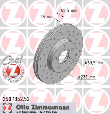 bremžu disks 250.1352.52    FORD/VOLVO SPORT Coat Z