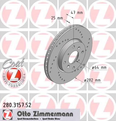 bremžu disks 280.3157.52    HONDA SPORT Coat Z