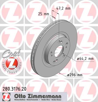 bremžu disks 280.3176.20    HONDA Coat Z