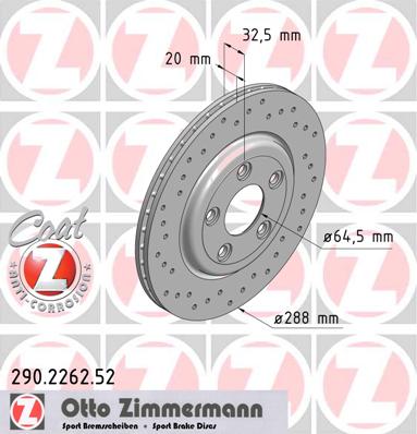 bremžu disks 290.2262.52    JAGUAR SPORT Coat Z