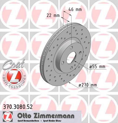 bremžu disks 370.3080.52    MAZDA SPORT Coat Z