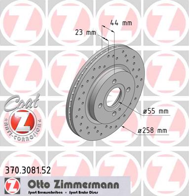bremžu disks 370.3081.52    MAZDA SPORT Coat Z