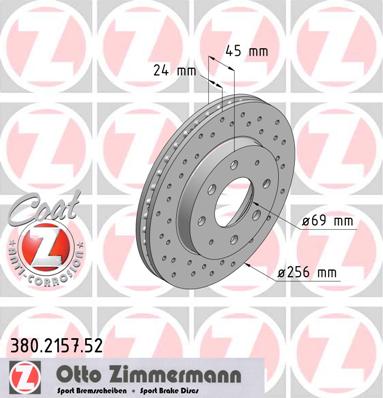 bremžu disks 380.2157.52    MITSUBISHI/VOLVO SPORT Coat Z