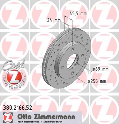 bremžu disks 380.2166.52    MITSUBISHI/MCC SPORT Coat Z