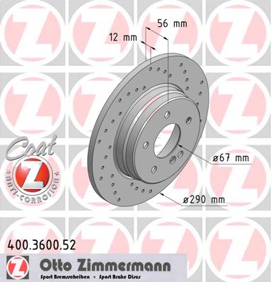 bremžu disks 400.3600.52    MERCEDES SPORT Coat Z