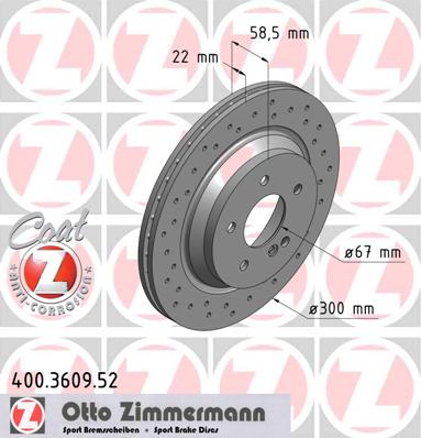 bremžu disks 400.3609.52    MERCEDES SPORT Coat Z