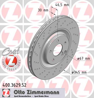 bremžu disks 400.3629.52    MERCEDES SPORT Coat Z