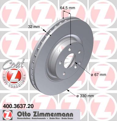 bremžu disks 400.3637.20    MERCEDES Coat Z