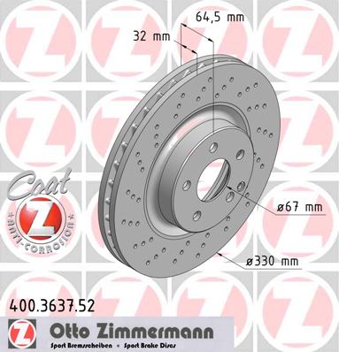 bremžu disks 400.3637.52    MERCEDES SPORT Coat Z