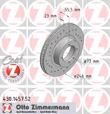 bremžu disks 430.1457.52    OPEL SPORT Coat Z