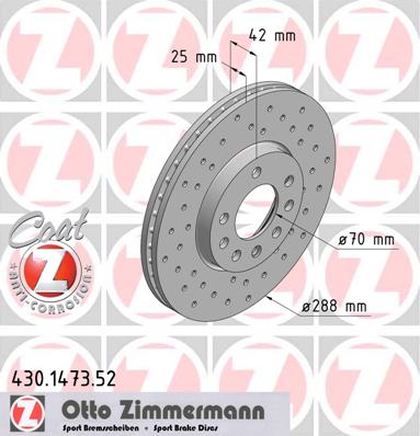 bremžu disks 430.1473.52    OPEL/SAAB SPORT Coat Z