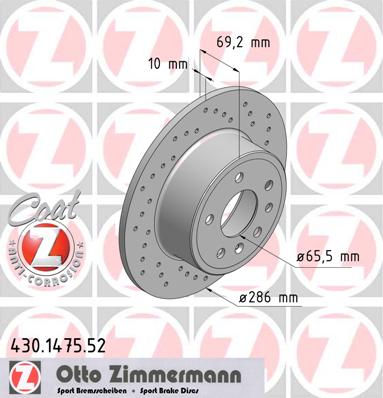 bremžu disks 430.1475.52    OPEL/SAAB SPORT Coat Z