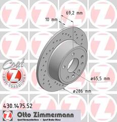 bremžu disks 430.1475.52    OPEL/SAAB SPORT Coat Z