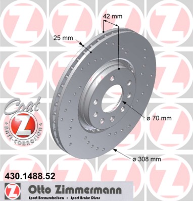 bremžu disks 430.1488.52    OPEL SPORT Coat Z