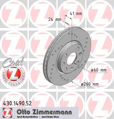 bremžu disks 430.1490.52    OPEL SPORT Coat Z