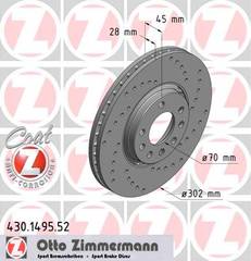 bremžu disks 430.1495.52    OPEL SPORT Coat Z