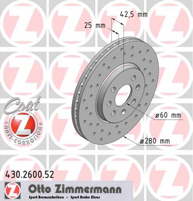 bremžu disks 430.2600.52    OPEL SPORT Coat Z