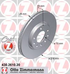 bremžu disks 430.2610.20    OPEL Coat Z