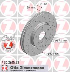 bremžu disks 430.2615.52    OPEL SPORT Coat Z