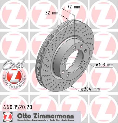 bremžu disks 460.1520.20    PORSCHE left side Coat Z