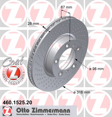 bremžu disks 460.1525.20    PORSCHE LEFT SIDE Coat Z