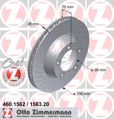 bremžu disks 460.1563.20    PORSCHE RIGHT SIDE Coat Z