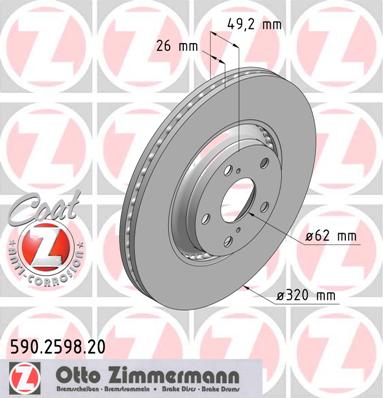 bremžu disks 590.2598.20    TOYOTA Coat Z