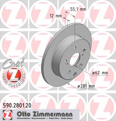 bremžu disks 590.2801.20    TOYOTA Coat Z