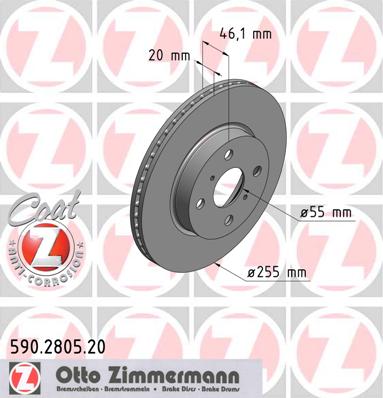 bremžu disks 590.2805.20    TOYOTA Coat Z