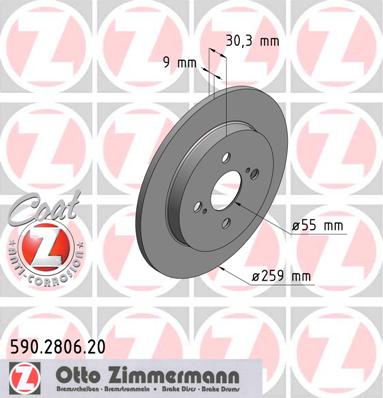 bremžu disks 590.2806.20    TOYOTA Coat Z beschichtet