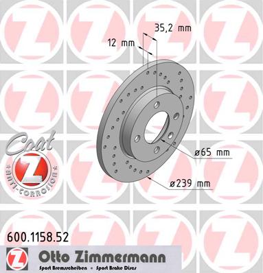 bremžu disks 600.1158.52    VAG SPORT Coat Z