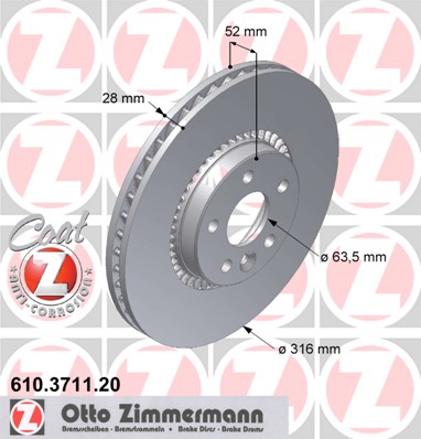 bremžu disks 610.3711.20    VOLVO/FORD Coat Z