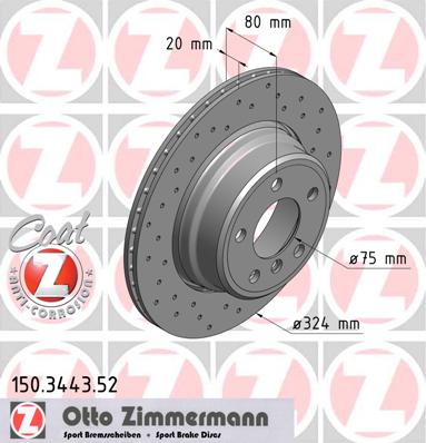 bremžu disks 150.3443.52   BMW SPORT