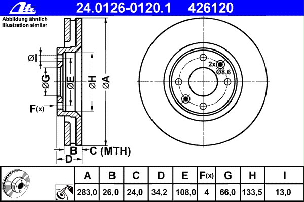 Bremžu disks 24.0126-0120.1 440.3106.20