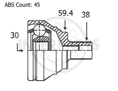 granāta OJ-1684 151140 22528 Audi 80 Quatro 91-94; 100,A6 90-97 abs45 38/59.5/30