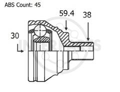 granāta OJ-1684 151140 22528 Audi 80 Quatro 91-94; 100,A6 90-97 abs45 38/59.5/30