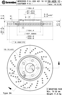 Bremžu disks 09.A828.11