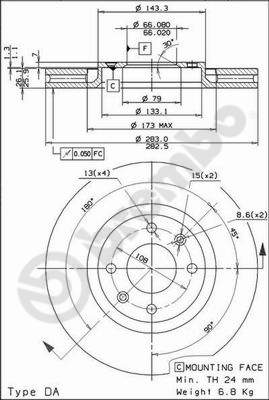 Bremžu disks 09.9619.10